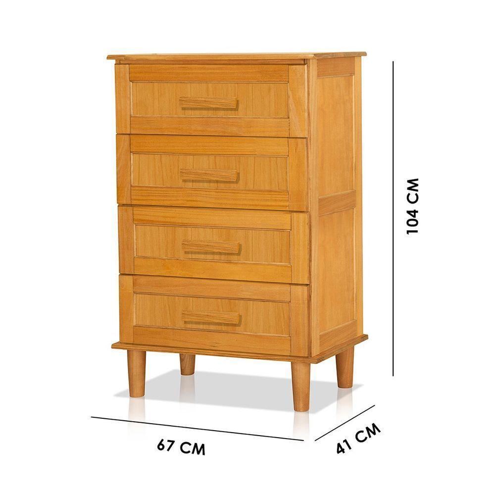 Guarda Roupa 2 Portas E Cômoda 4 Gavetas 100 % Madeira Paris Imbuia - 4