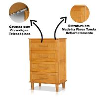 Guarda Roupa 2 Portas E Cômoda 4 Gavetas 100 % Madeira Paris Imbuia - 5