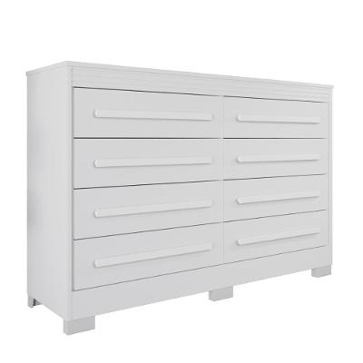 Comoda California Quarto Com 8 Gavetas E Pés Em Plástico Branco