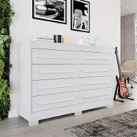 Comoda California Quarto Com 8 Gavetas E Pés Em Plástico Branco - 2