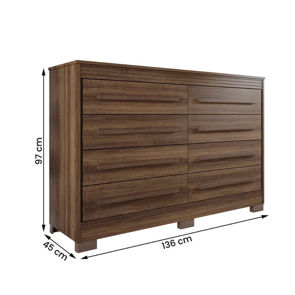 Comoda California Quarto Com 8 Gavetas E Pés Em Plástico Imbuia - 3