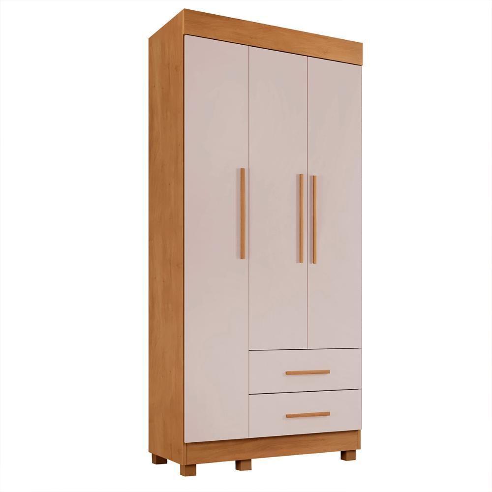 Guarda Roupa Copacabana New Quarto Com 3 Portas E 2 Gavetas Cinamomo-off White - 1