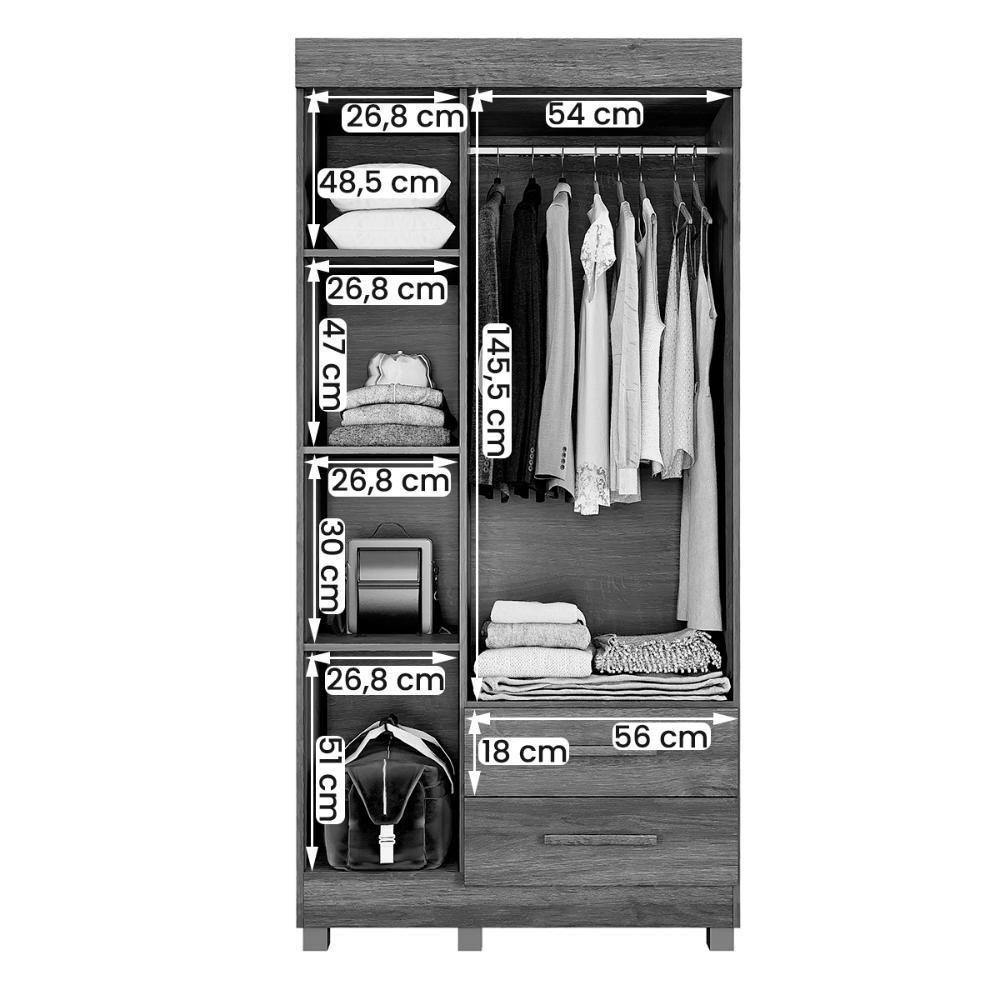 Guarda Roupa Copacabana New Quarto Com 3 Portas E 2 Gavetas Cinamomo-off White - 3