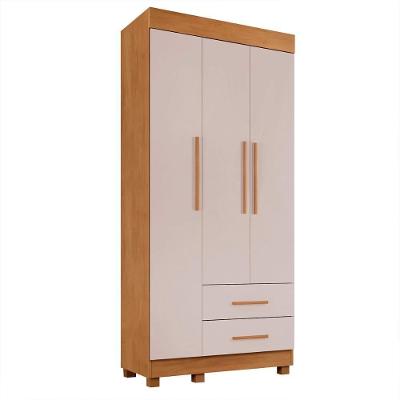 Guarda Roupa Copacabana New Quarto Com 3 Portas E 2 Gavetas Cinamomo-off White