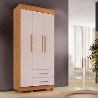 Guarda Roupa Copacabana New Quarto Com 3 Portas E 2 Gavetas Cinamomo-off White - 2