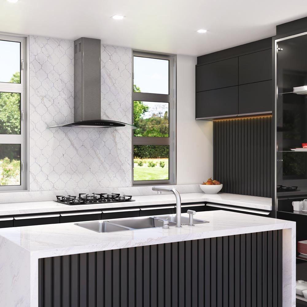 Coifa Terim de Parede Clean Vidro Curvo Black Kroma 80cm Preto Com Kromanox 110V - 7