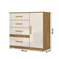 Comoda Venus Quarto Com 4 Gavetas E 1 Porta Freijo-off White - 3
