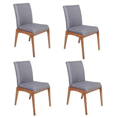 Conjunto 4 Cadeiras De Jantar Estofadas Sara Cinza Escuro