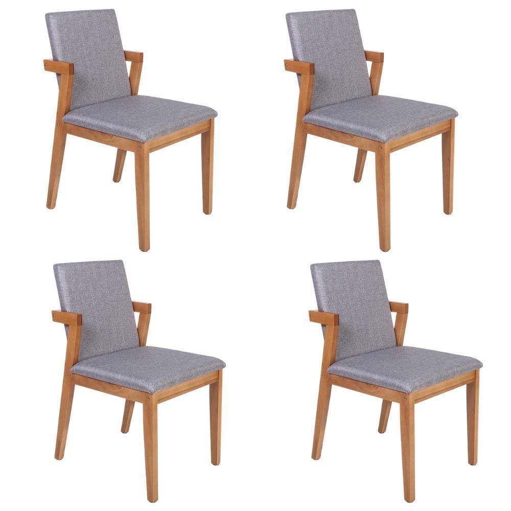 Conjunto 4 Cadeiras Estofadas Luna Cinza Escuro - 1