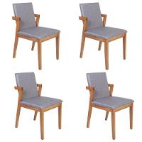 Conjunto 4 Cadeiras Estofadas Luna Cinza Escuro - 1