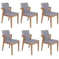 Conjunto 6 Cadeiras Estofadas Luna Cinza Escuro - 1