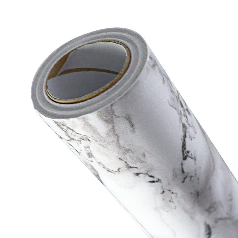 Papel De Parede Pvc Marmorizado Preto E Branco - 1