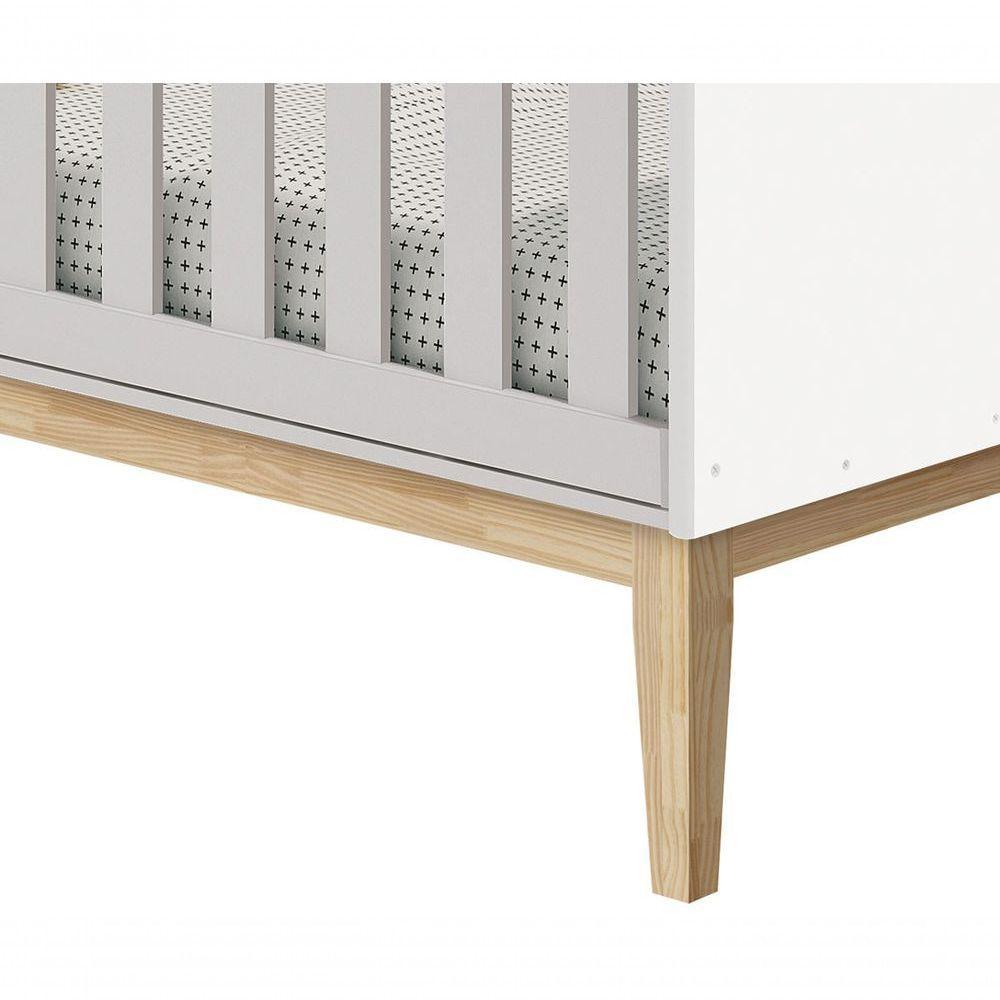 Berço Americano Classic New Branco Fosco Com Natural - Moveisaqui - 3