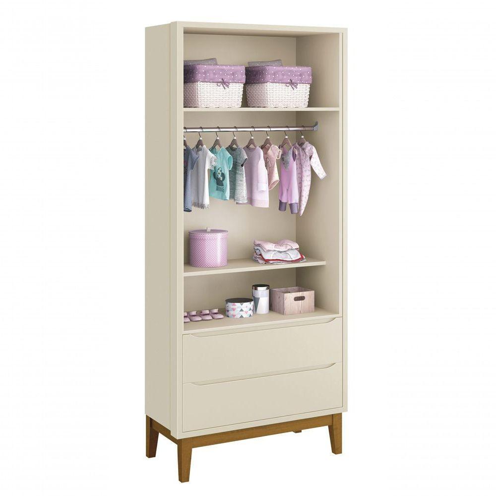 Jogo De Quarto Para Bebê Completo 2 Portas Classic New Areia Fosco Com Madeira - Moveisaqui - 2