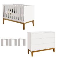 Jogo De Quarto Para Bebê Classic New Branco Fosco Com Madeira - Reller - 1