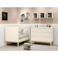 Jogo De Quarto Para Bebê Classic New Areia Fosco Com Natural - Moveisaqui - 1