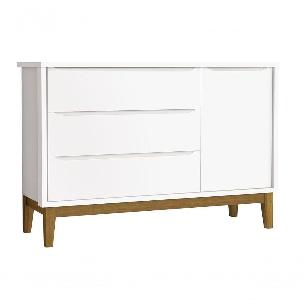 Jogo De Quarto Para Bebê Completo 3 Portas Classic New Branco Fosco Com Madeira - Reller - 5