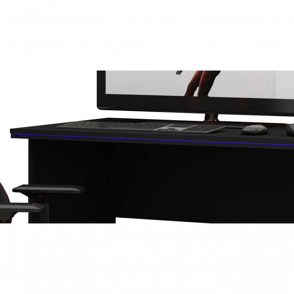 Mesa Para Computador Gamer Preto Com Azul - Gelius Móveis - 3