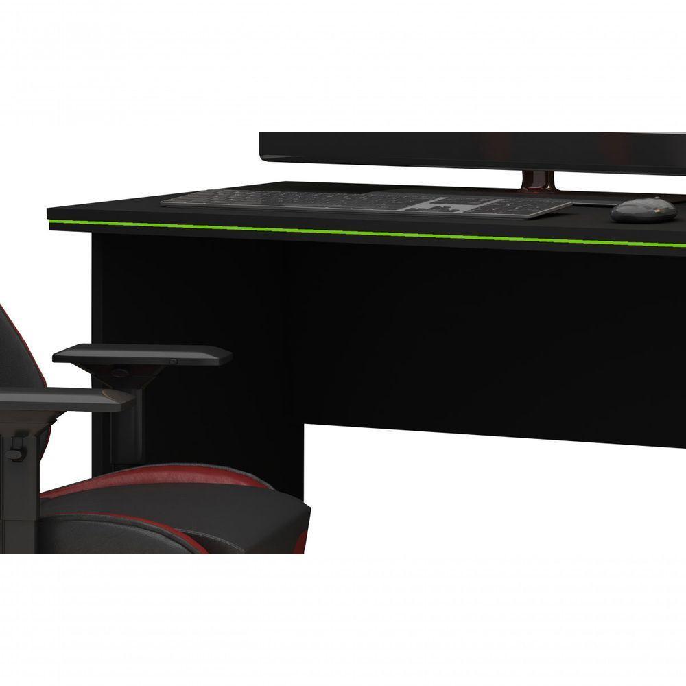 Mesa Para Computador Gamer Preto Com Verde - Gelius Móveis - 3