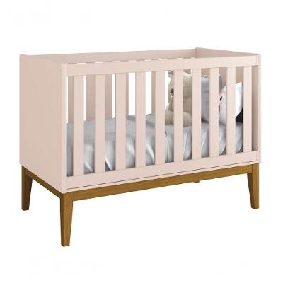 Berço Americano Classic New Rosa Fosco Com Madeira - Reller