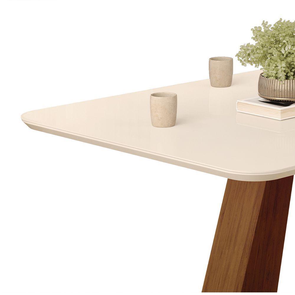 Mesa Kiara Tampo Chanfrado Curvo Madeira Freijó Com Off White - 5
