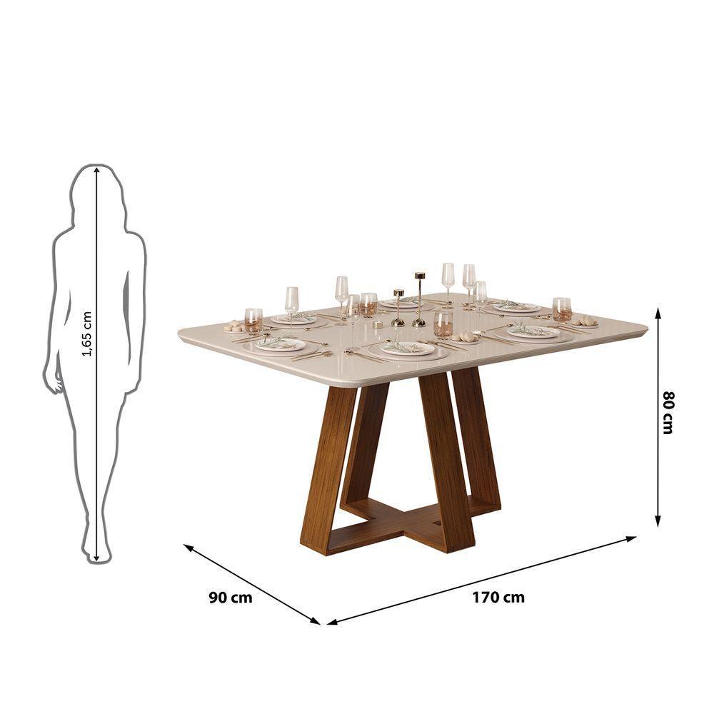 Mesa Kiara Tampo Chanfrado Curvo Madeira Freijó Com Off White - 7