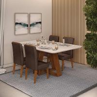 Mesa Kiara Tampo Chanfrado Curvo Madeira Freijó Com Off White - 2