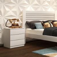 Mesa De Cabeceira 3 Gavetas Veronna Tcil Móveis Branco - 1