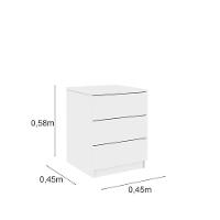 Mesa De Cabeceira 3 Gavetas Veronna Tcil Móveis Branco - 3