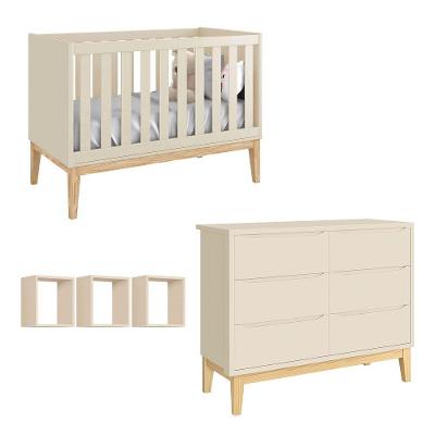 Jogo De Quarto Para Bebê Classic New Areia Fosco Com Natural - Reller