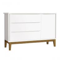 Jogo De Quarto Para Bebê Completo 3 Portas Classic New Branco Fosco Com Madeira - Moveisaqui