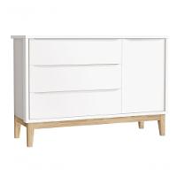 Jogo De Quarto Para Bebê Completo 3 Portas Classic New Branco Fosco Com Natural - Reller - 5