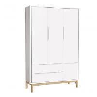 Jogo De Quarto Para Bebê Completo 3 Portas Classic New Branco Fosco Com Natural - Reller - 7