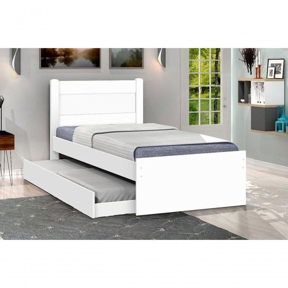 Cama Solteiro Com Auxiliar Prisma Branco - Jea Móveis - 1