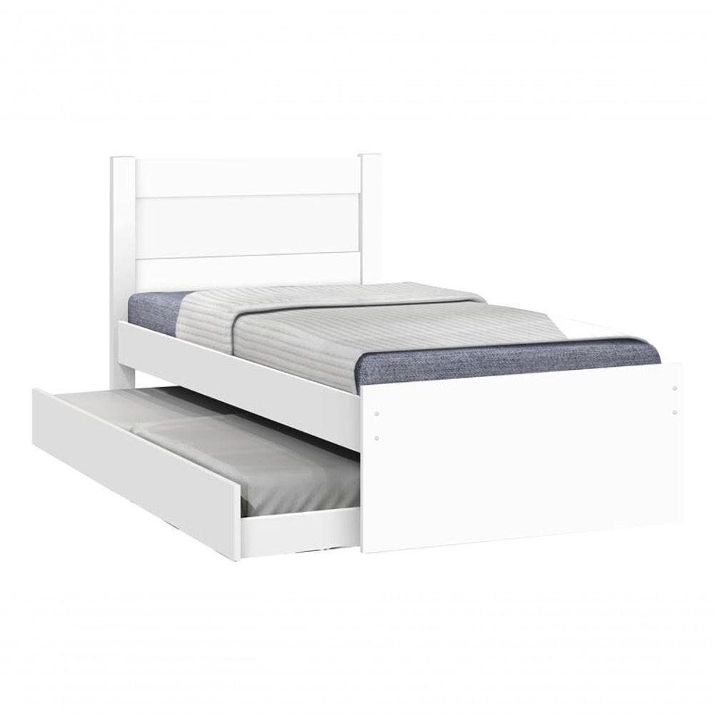 Cama Solteiro Com Auxiliar Prisma Branco - Jea Móveis - 2