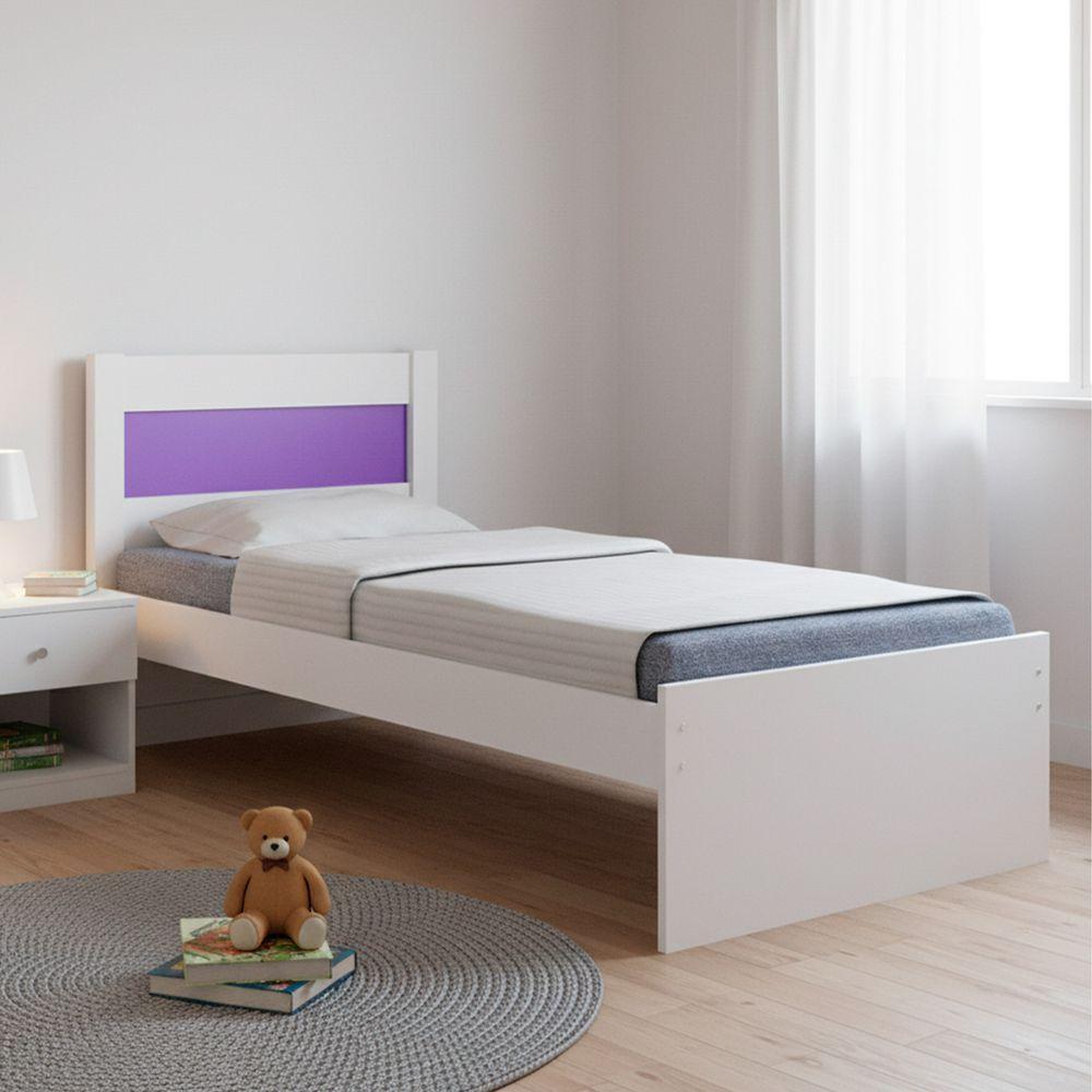 Cama Solteiro Prisma Branco Com Lilás - Jea Móveis - 2