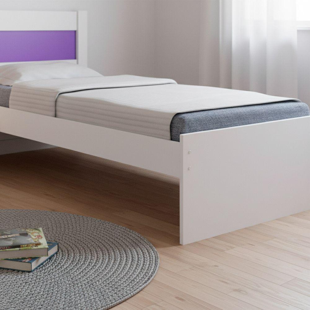 Cama Solteiro Prisma Branco Com Lilás - Jea Móveis - 5