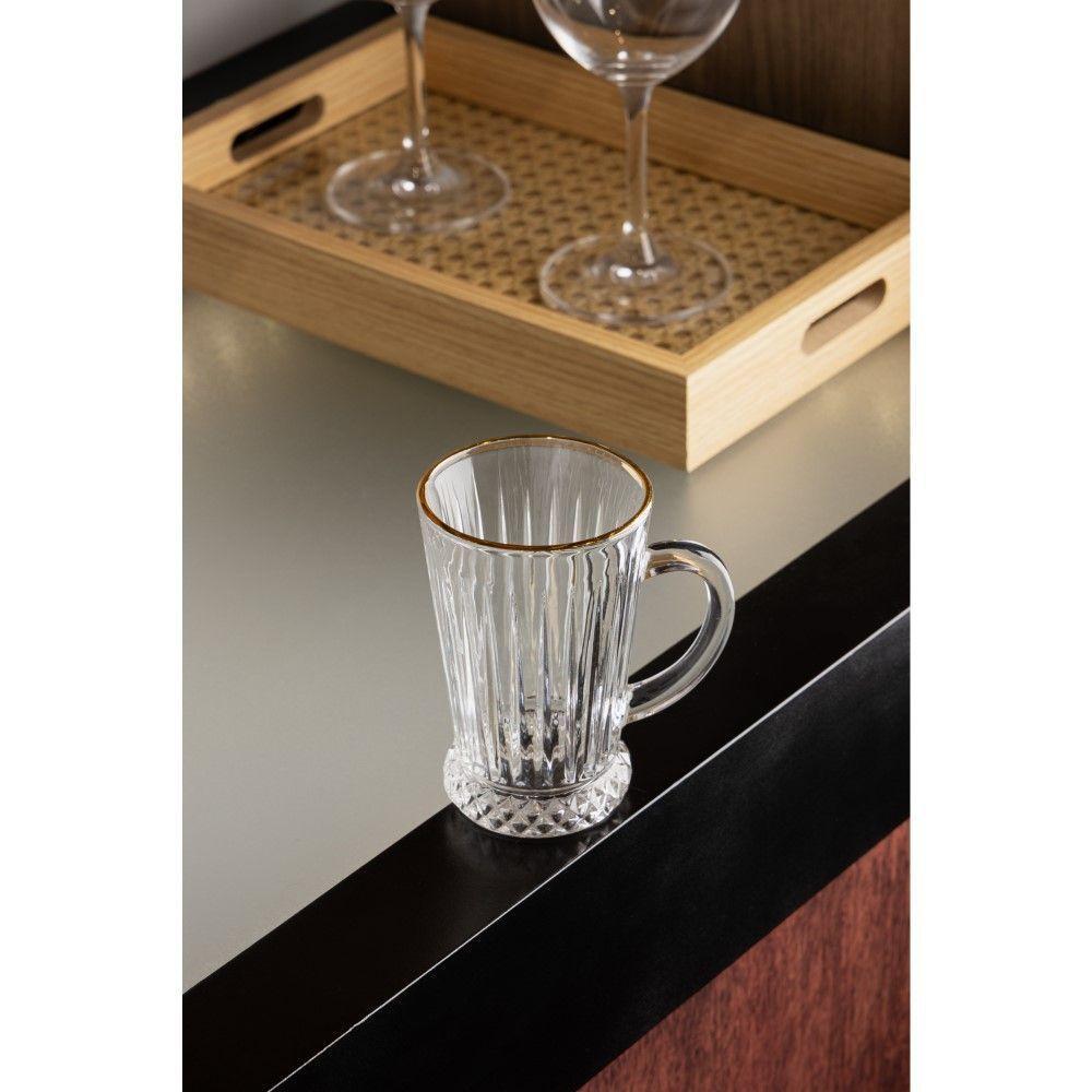 Conjunto Taça Para Cappuccino 6 Peças 210 Ml Deli Diamante Com Fio De Ouro Lyor - 4