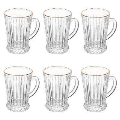 Conjunto Taça Para Cappuccino 6 Peças 210 Ml Deli Diamante Com Fio De Ouro Lyor
