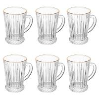 Conjunto Taça Para Cappuccino 6 Peças 210 Ml Deli Diamante Com Fio De Ouro Lyor - 1