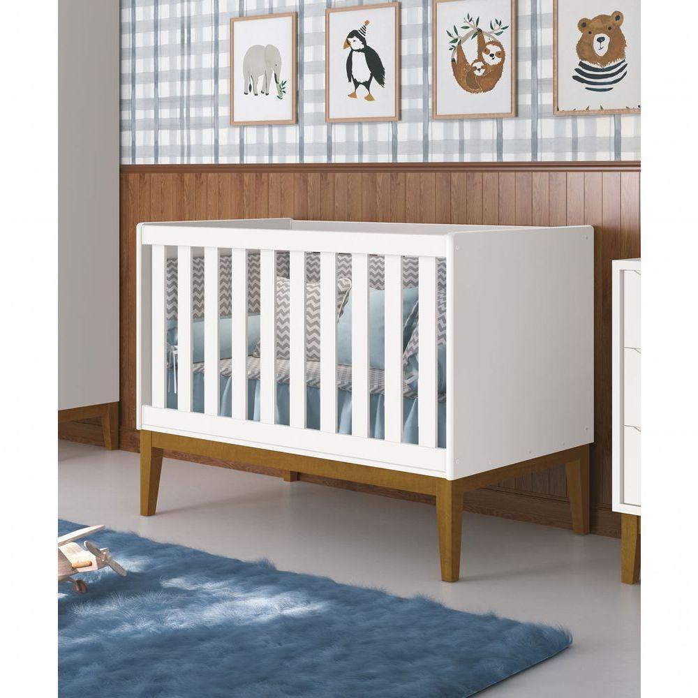 Berço Americano Classic New Branco Fosco Com Madeira - Reller - 2