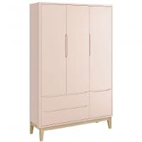 Jogo De Quarto Para Bebê Completo 3 Portas Classic New Rosa Fosco Com Natural - Reller - 7