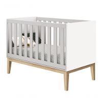 Jogo De Quarto Para Bebê Completo 3 Portas Classic New Branco Fosco Com Natural - Moveisaqui - 2