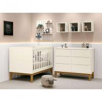 Jogo De Quarto Para Bebê Classic New Areia Fosco Com Madeira - Moveisaqui - 1