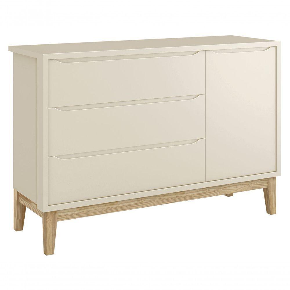 Jogo De Quarto Para Bebê Completo 3 Portas Classic New Areia Fosco Com Natural - Reller - 5