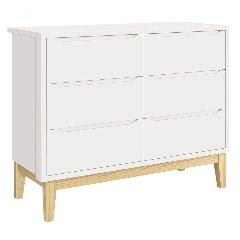 Jogo De Quarto Para Bebê Classic New Branco Fosco Com Natural - Reller - 5