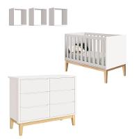Jogo De Quarto Para Bebê Classic New Branco Fosco Com Natural - Reller - 1