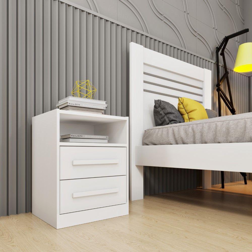 Mesa De Cabeceira Barcelona 2 Gavetas Tcil Neve - 1