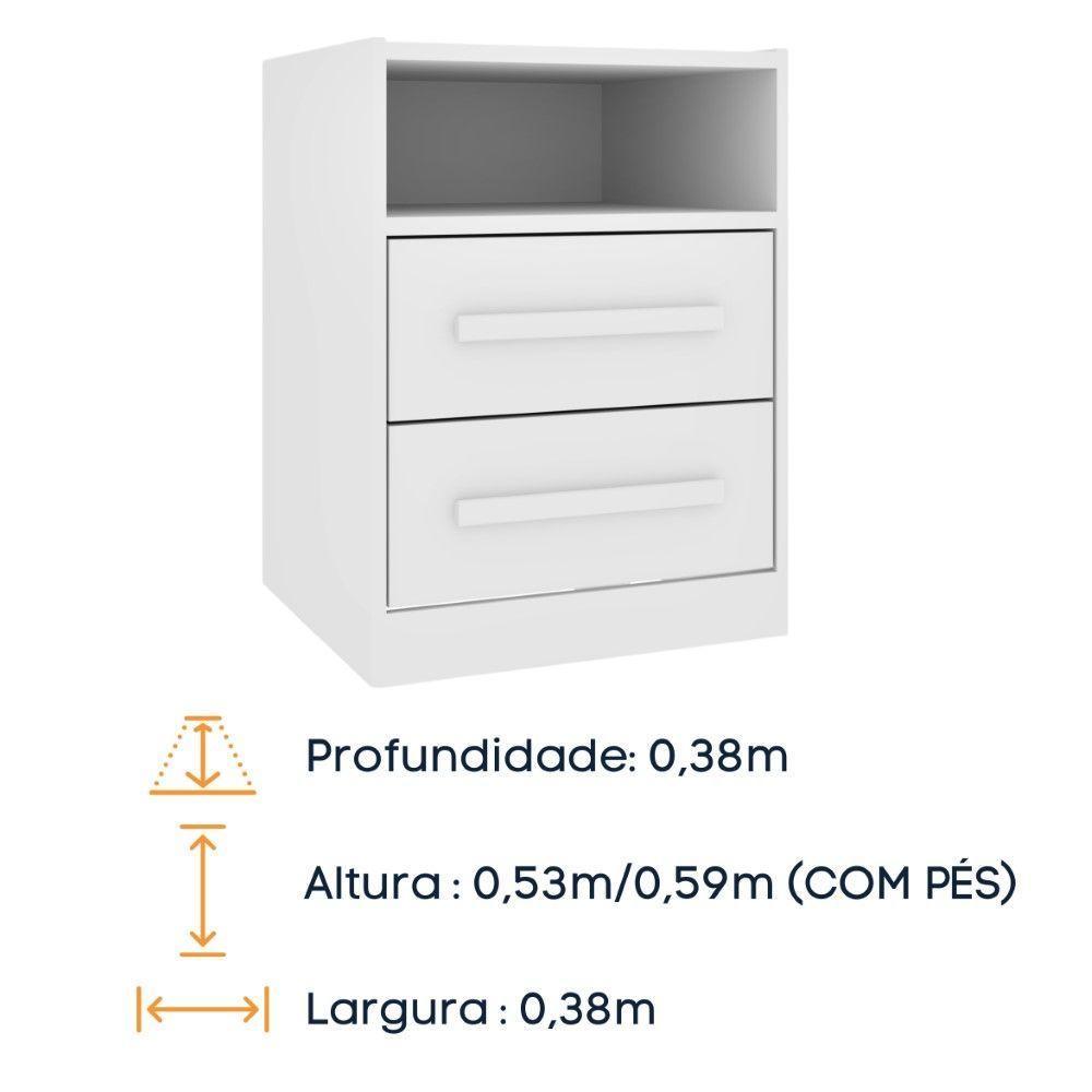 Mesa De Cabeceira Barcelona 2 Gavetas Tcil Neve - 2