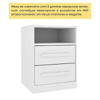 Mesa De Cabeceira Barcelona 2 Gavetas Tcil Neve - 5